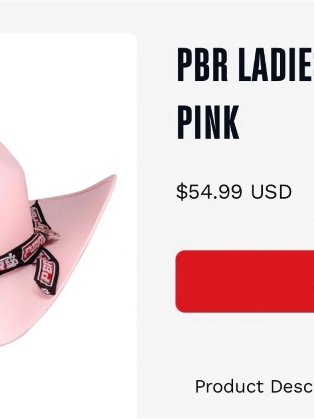PBR bullhide pink Western Cowboy Hat with Decorative Band